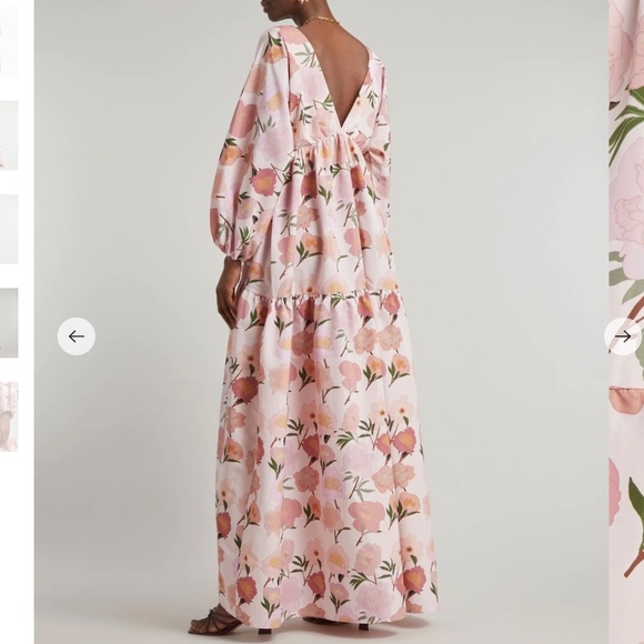 Bernadette Peony-Print Balloon-Sleeve Maxi Dress - Picture 2 of 6